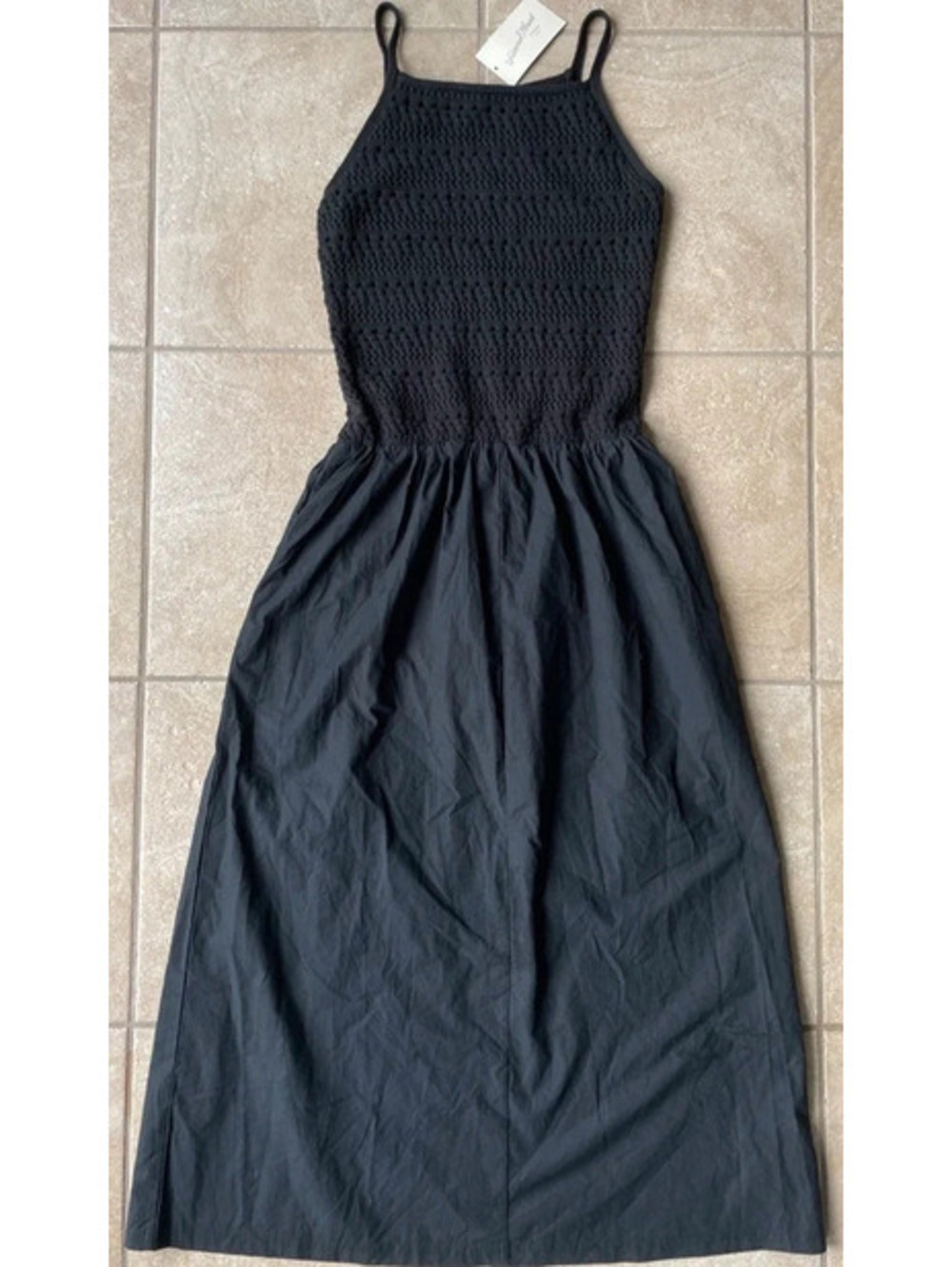 Universal Thread Women's Black Crochet Top Spaghetti Strap Midi Dress XS New
